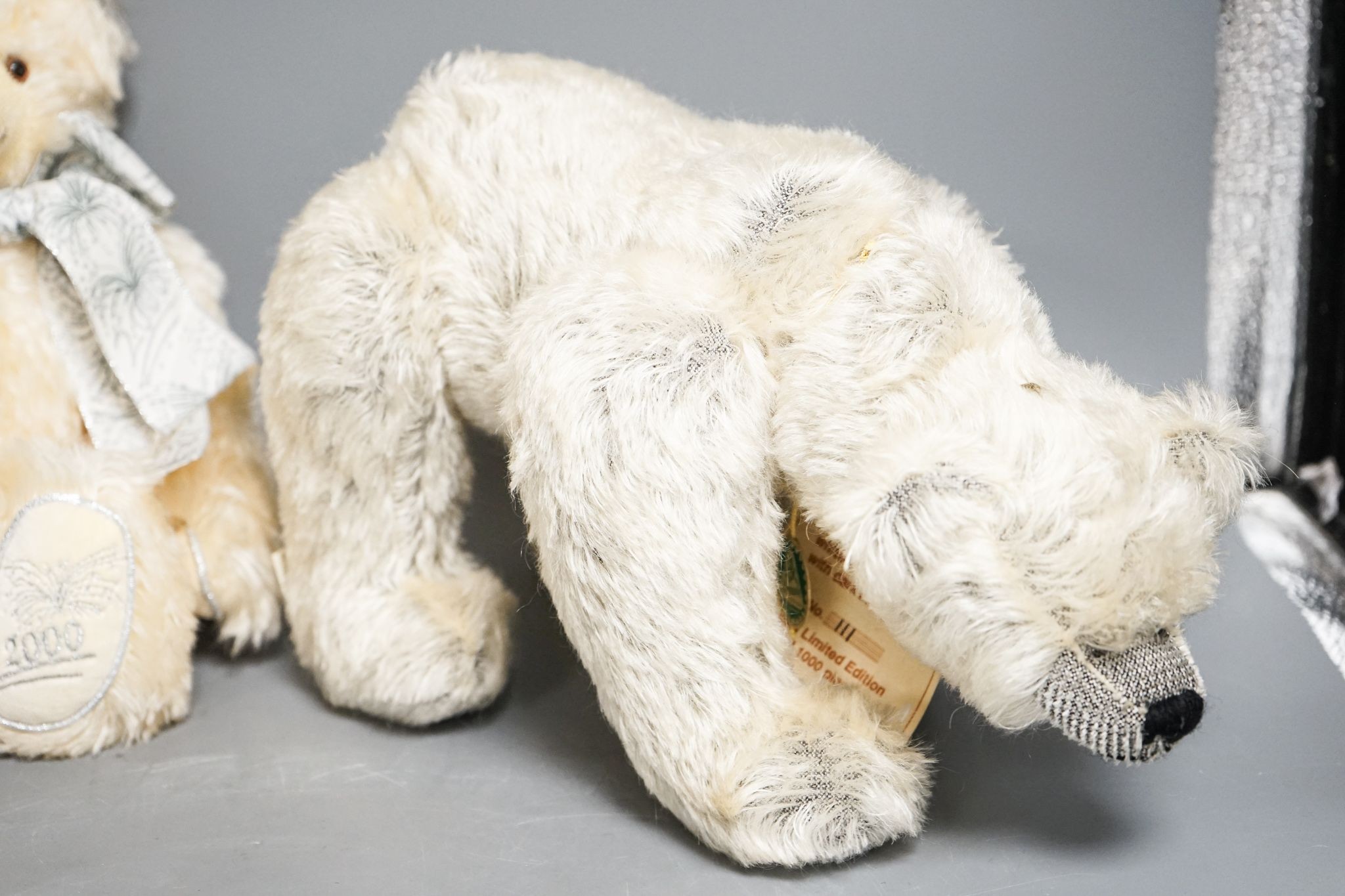 Three Herman Spielwaren Inc. Polar Bear with certificate